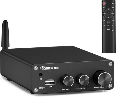 Facmogu AC06 200W Bluetooth 5.3 Stereo Receiver, RMS 100W*2 TPA3116 Class D HiFi Audio Power Amplifier, Dual Channel Amplifier Receiver with 24V Power Supply, Mini Digital Integrated Amp Speaker Amp in Saudi Arabia