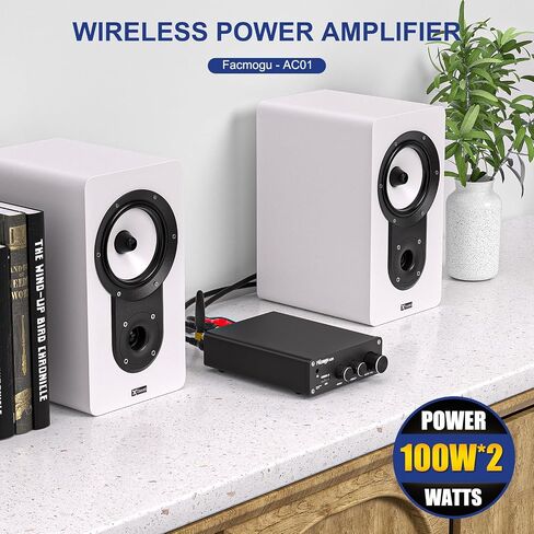 Facmogu AC06 200W Bluetooth 5.3 Stereo Receiver, RMS 100W*2 TPA3116 Class D HiFi Audio Power Amplifier, Dual Channel Amplifier Receiver with 24V Power Supply, Mini Digital Integrated Amp Speaker Amp in Saudi Arabia