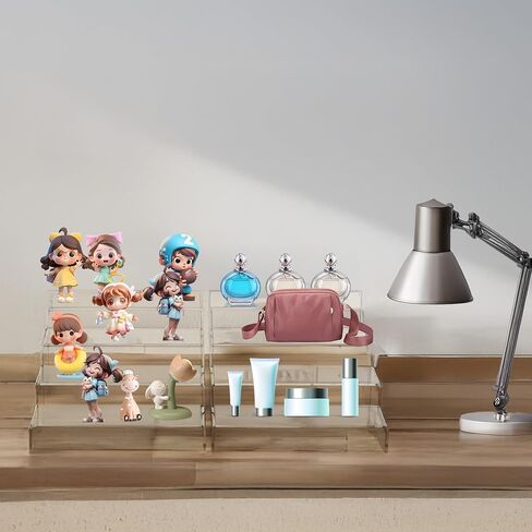 Jusalpha 6 PC Large Clear Acrylic Display Risers Shelf Showcase Fixtures for Jewelry, Shoe Risers Retail Stand, Cupcake Stand Pastries Stand, 9'' x3'' x4'' … in Saudi Arabia