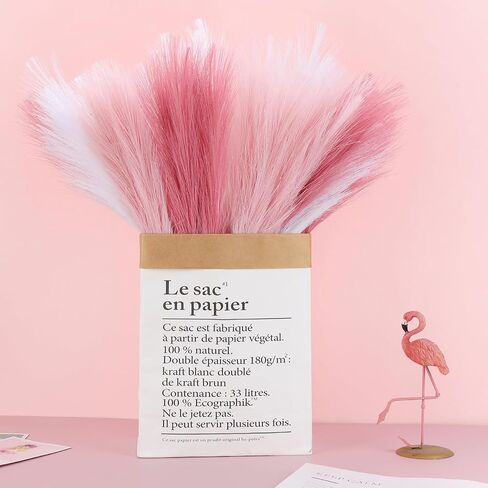 9 Pcs 45" Pampas Grass Tall Pink White Decor Faux Dried Fluffy Fake Long Light Pink Pompas Artificial Pompous Stems Bouquet Flower Vase Filler Home Wedding Room Wall Decoration in Kuwait