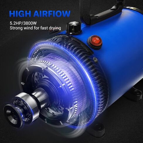 IKARE Dog Hair Dryer & Dog Grooming Vacuum, 5.2HP/3800W High Velocity Pet Blower Dryer with Adjustable Speed and Temperature Control, Force Dog Grooming Dryer with 4 Nozzles, 1.2L Dust Cup Capacity in Saudi Arabia