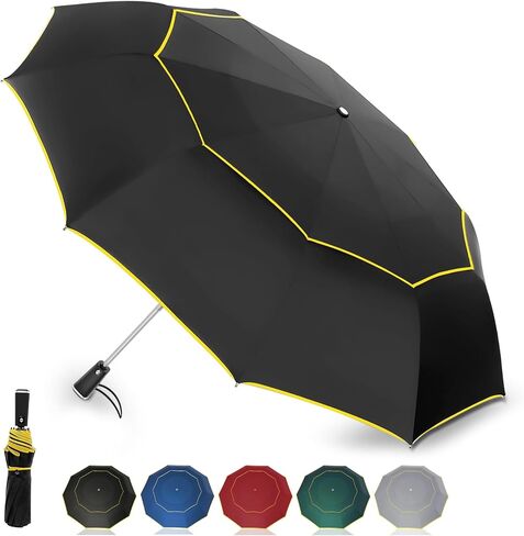 Satol Extra Large Golf Umbrella 62 Inch - Windproof 10 Ribs Vented Double Canopy Reflective Strips Automatic Open/Close UV Protection Lightweight & Compact for Outdoor & Travel (Blue) in Saudi Arabia