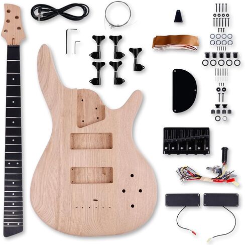 Leo Jaymz DIY Electric Bass Guitar Kits - Mahogany Body, Roasted Maple Neck and Ebony Fingerboard - Fully Components Included (JB) in Saudi Arabia