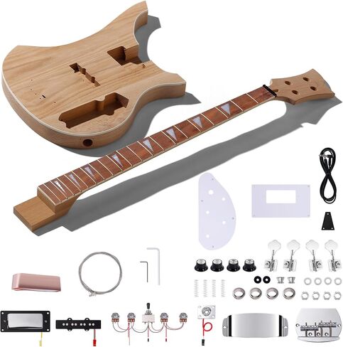 Leo Jaymz DIY Electric Bass Guitar Kits - Mahogany Body, Roasted Maple Neck and Ebony Fingerboard - Fully Components Included (JB) in Saudi Arabia