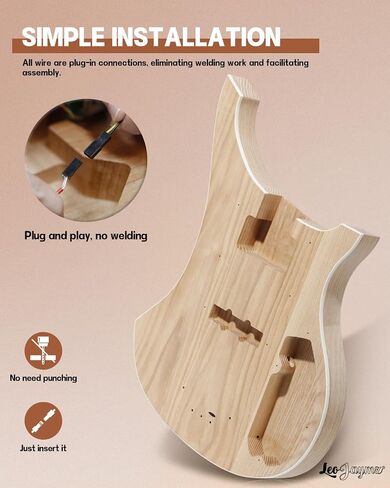 Leo Jaymz DIY Electric Bass Guitar Kits - Mahogany Body, Roasted Maple Neck and Ebony Fingerboard - Fully Components Included (JB) in Saudi Arabia