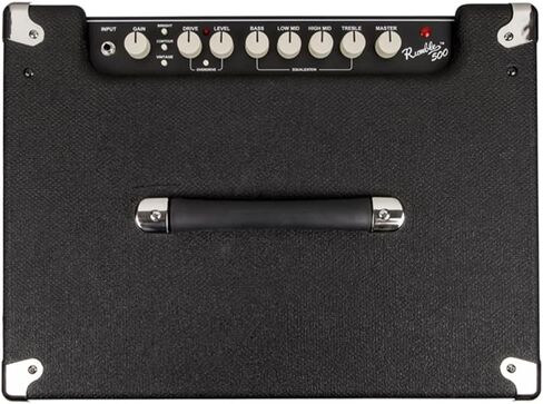 مضخم صوت Fender Rumble™ 500 Bass Combo، 120 فولت، أسود وفضي، حزمة 2370600000 مع كابل أدوات "منسوج أسود" PCH10BK، حزمة من 12 ريشة جيتار وقطعة قماش سائلة لتلميع الصوت in Saudi Arabia