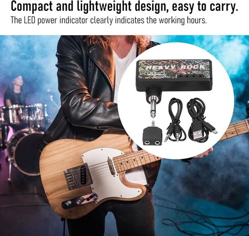 Mumusuki Guitar Bass مضخم سماعة الرأس، USB قابل للشحن جيب محمول جيتار باس سماعة رأس أمبير تحمل على غرفة النوم التوصيل في تأثيرات متعددة للجيتار باس in Kuwait