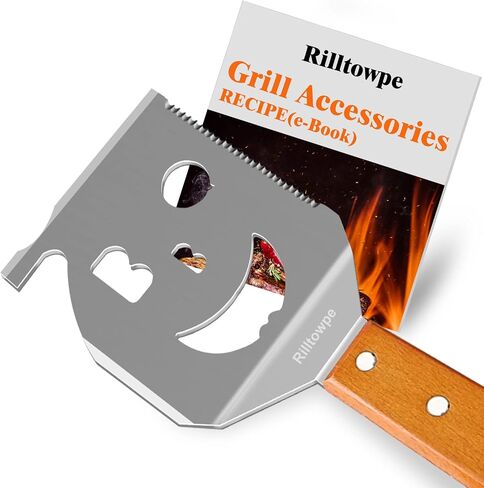 Grill Spatula, Grill Spatula for Outdoor Grill, BBQ Accessories,Wooden Handle Stainless Steel BBQ Spatula Gifts for Men,BBQ gifts. in Saudi Arabia