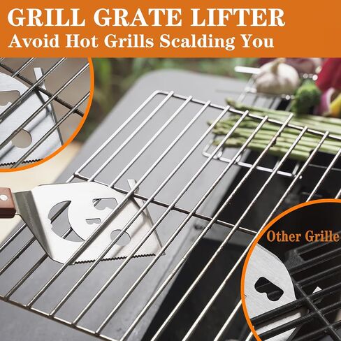 Grill Spatula, Grill Spatula for Outdoor Grill, BBQ Accessories,Wooden Handle Stainless Steel BBQ Spatula Gifts for Men,BBQ gifts. in Saudi Arabia