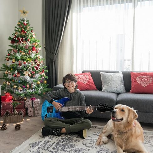 Ktaxon 39 Inch Electric Guitar, Full Size Solid Body H-H Pickups 6 Strings Beginner Guitar Kit With Gig Bag, Strap, Tremolo Arm, Cable & Picks (Black Back) in Kuwait