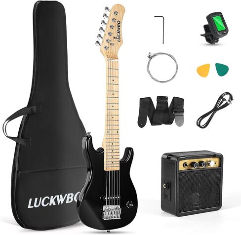 أطقم جيتار كهربائي للأطفال مقاس 30 بوصة، جيتار كهربائي صغير طراز ST للأولاد والبنات، مجموعة أدوات بدء الجيتار الكهربائي مع مضخم صوت 5 وات، حزام، حقيبة أزعج، أوتار، موالف، أوتار، اختيارات (انفجار أزرق) in Kuwait