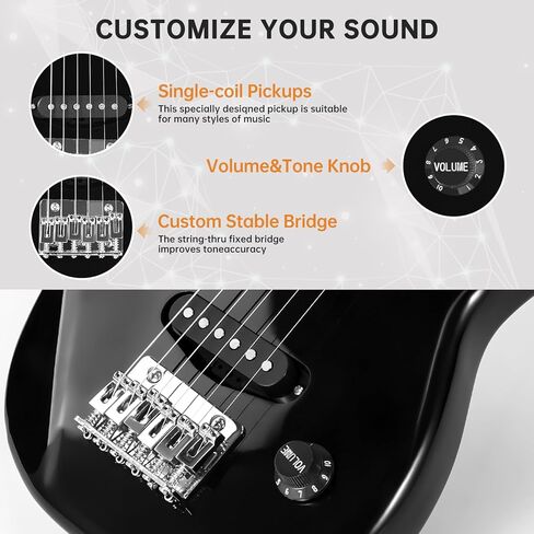 أطقم جيتار كهربائي للأطفال مقاس 30 بوصة، جيتار كهربائي صغير طراز ST للأولاد والبنات، مجموعة أدوات بدء الجيتار الكهربائي مع مضخم صوت 5 وات، حزام، حقيبة أزعج، أوتار، موالف، أوتار، اختيارات (انفجار أزرق) in Kuwait