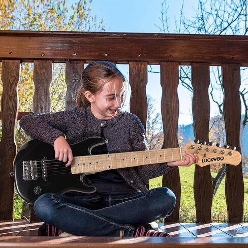 أطقم جيتار كهربائي للأطفال مقاس 30 بوصة، جيتار كهربائي صغير طراز ST للأولاد والبنات، مجموعة أدوات بدء الجيتار الكهربائي مع مضخم صوت 5 وات، حزام، حقيبة أزعج، أوتار، موالف، أوتار، اختيارات (انفجار أزرق) in Kuwait
