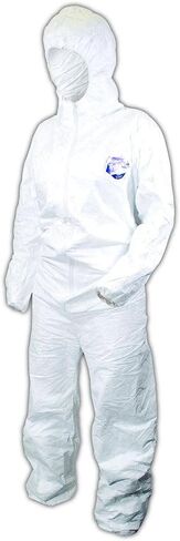 غطاء MAGID EconoWear DuPont Tyvek مع غطاء للرأس، للاستعمال مرة واحدة، أساور مرنة، أبيض، مقاس 6X-Large (علبة مكونة من 25) in Kuwait