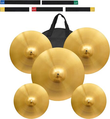 Drum Cymbal Set, 5pcs Cymbal Packs for Drum Set 14"/14"/16"/18"/20", Alloy Cymbals for Drums with Drum Mute Strip and Carry Bag in Kuwait