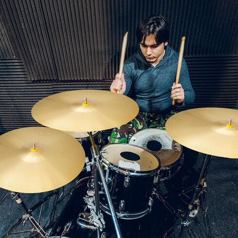 Drum Cymbal Set, 5pcs Cymbal Packs for Drum Set 14"/14"/16"/18"/20", Alloy Cymbals for Drums with Drum Mute Strip and Carry Bag in Kuwait