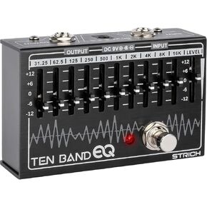 STRICH EQ Pedal for Electric Guitar,10-Band Equalizer Effects Pedal, Equalizer for Guitar and Bass, 10 Frequency Bands (31.25Hz–16kHz) with ±12dB Gain/Attenuation for Each Band, TEN BAND EQ