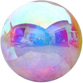 Giant Inflatable Mirror Ball Hanging Disco Mirror Sphere Air-sealed Reflective Balloon for Nightclub Stage Party Decoration (Silver, 78.8 inch)