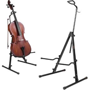 STRICH Adjustable Cello Stand with Bow Hook,Sturdy and Double Bass,Upright Bass,Contrabass,Bass Violin,Fiddle,Floor Steel Holder for Home Studio Churches Display Travel Performance,SCS-10