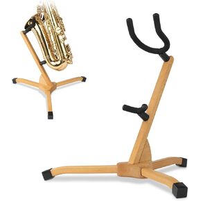 STRICH Saxophone Stand Display Holder For Alto/Tenor Sax, Wooden Sax Floor Stand Holder, Colour beech, SSS-10