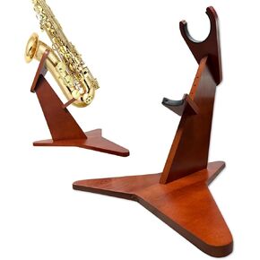 Wooden Saxophone Stand Display Holder For Alto/Tenor Sax, Adjustable height Handmade Solid Wood Floor Stand Holder, Colour Beech