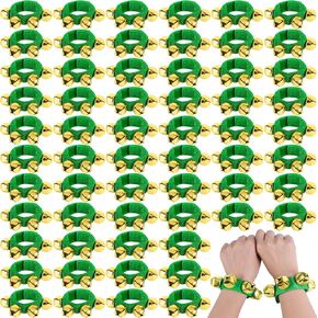 48 Pcs Christmas Wrist Band Bell Bracelet Wrist Band Bell Musical Instruments Adjustable Bell Rhythm Wristband Bell Bulk for School Family Christmas Percussion Party Favor Kids Adults,Red Green