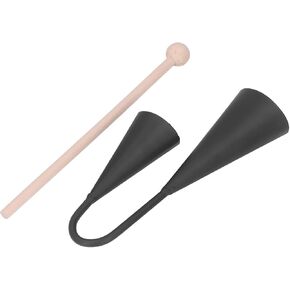 Agogo Bell,Two Agogo Bell Black Metal Traditional Latin Agogo Percussion Instrument with Wooden Agogo Bells Latin Percussion