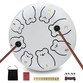 Steel Tongue Drum,6 Inch 8 Notes Steel Hand Drum Sound Healing Instruments with Muic Book, Drum Mallets ，Stickers，Drumstick holder and Carry Bag Percussion Instruments for Yoga, Meditation