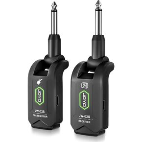 JOYO 5.8GHz Wireless Guitar System Wireless Guitar Transmitter Receiver Rechargeable Audio with 4 Siganl Channels for Electric Guitar Bass 20M (JW-02S)