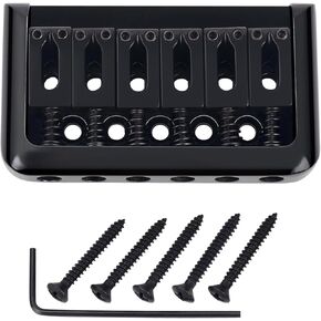 Banworks Electric Guitar Fixed Bridge Non-Tremolo 6-String Tailpiece 52.5mm (2-1/16") String Through Body Hardtail Bridge Set for Strat ST Tele JT/GDQQ-01 Chrome