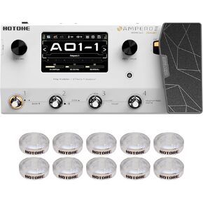 HOTONE Multi-Effects Pedal Dual Effect Chains with Expression Pedal FX Loop MIDI I/O Stereo OTG USB Audio Interface Touch Screen Ampero II(Include 10 PCS Additional Footswitch Toppers)