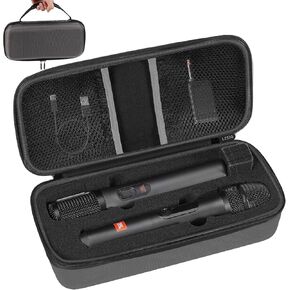 LZSIG Wireless Microphone Case Compatible with JBL 2 Mic with Adjustable DIY Foam, Partybox Mic Portable Travel Storage Bag for Receiver, Batteries and Other Accessories, Karaoke (Box ONLY) - Black