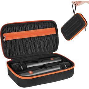 Wireless Microphone Case Compatible with JBL PartyBox Wireless Mic - 2X Digital Wireless Microphones,Protable Mic Travel Bag Storage Box for Receivers,Adapters,AA Batteries,Charger,Black (Box Only)
