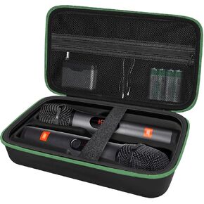 Wireless Microphone Case Compatible with JBL Wireless Two Microphone System, Karaoke Microphone Travel Bag with Large Capacity, Wear-Resistant, Use for Carry Adapter, AA Batteries（Bag Only）