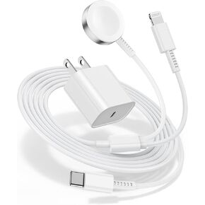 Apple Watch Charger for Apple Watch Series 9/8/ultra,2 in 1 Smart iWatch Fast Charger Cable 6FT Compatible for Apple Watch Series 9/8/SE/7/6/5/4/3,USB C to Lightning Cabler for iPhone 14/13/12
