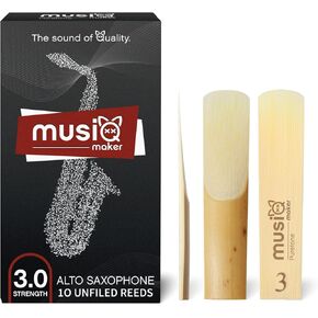 Alto Saxophone Reeds 2.5 Strength, 10 Individual Reeds with Box Packaging - Refined Reed Tip Design and Precision Cutting Process, For Both Beginners and Advanced Players.