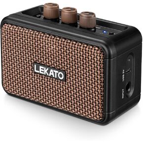 LEKATO Mini Electric Guitar Amplifier, Dual Speakers 5W, Rechargeable Guitar Amp Bluetooth with Clean Overdrive Effects,Retro Portable Small Guitar Amp for Practice