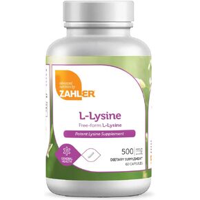 Zahler L-Lysine 500mg, Freeform L-Lysine Supplement, Kosher 120 Capsules