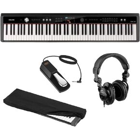 حزمة البيانو الرقمي المحمول NUX NPK-20 (أسود) مع سماعات رأس Polsen HPC-A30 مغلقة من الخلف لشاشة الاستوديو، FP-P1L Sustain Pedal وغطاء الغبار للوحة المفاتيح Kaces in Kuwait