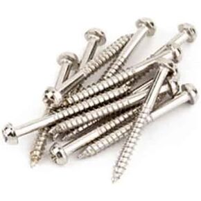 Fender 3x1" Round-Head Wood Mounting Screw for Vintage Jazzmaster and Telecaster Guitar Pickup, Nickel, 12 Pieces