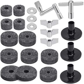 23pcs Cymbal Replacement Accessories, Cymbal Stand Felts, Drum Cymbal Felt Pads Include Wing Nuts, Washers, Cymbal Sleeves & Drum Key