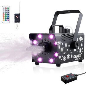 Snow Machine, 800W Snow Making Machine with 8 LED RGB Lights &13 LED Lighting Color, 2 Remote and 4 Lighting Mode, Snowflake Maker for Outdoor Backyard Christmas Wedding Party Stage Decoration