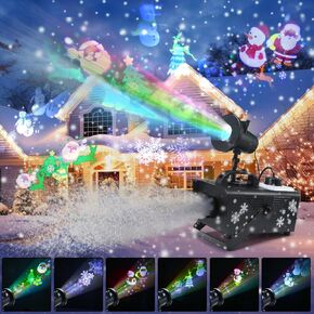 650W Snow Machine with LED Lights 6 LED Projection, with Wireless Remotes for Christmas, Halloween, Wedding Parties House DJ Stage Holiday Outdoor Garden