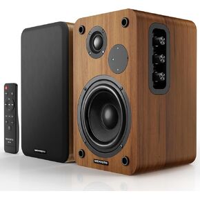 Active Bookshelf Speakers 36W RMS - BT 5.4 Wireless Speaker with 5 Inch Woofer, Silk Dome Tweeter PC Speakers - USB Digital Audio Studio Monitors Bass & Treble Adjust AUX Input for Record Player TV