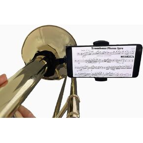 Marching Band Adjustable Low Brass Lyre Securely Mount Your Phone to Musical instrument for Trombone,Mellophone,Flugelhorn,Marching Baritone for 0.78"-2.45" round pipe diameters Clamp.
