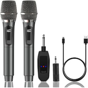 Wireless Microphone, MAILANGSHI Dual Handheld Cordless Microphone System with Rechargeable Receiver, 50H Duration, 200ft Range, Karaoke Microphones for Singing, Wedding, DJ, Party, Speech, Church