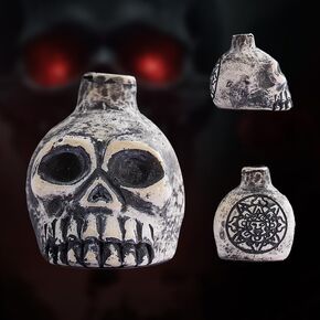 Aztec Skull Whistle, Creepy Loud Human Scream War Death Whistle, High Decibels Sounding Aztec Whistle (Small,White)