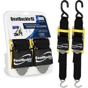 BoatBuckle Pro Series Kwik-Lok Transom Tie-Down (2-Inch x 4-Feet, Black), Pack of 2