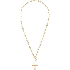 Elegant Gold Cross Necklace with Detailed Filigree Design - Lightweight Religious Jewelry with a Classic Touch - adjustable 66cm Chain