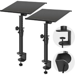 Heavy Duty Studio Monitor Speaker Stands Pair Against The Wall, Stage Speaker Stand Desktop with Safety Pin Clamp Max Height 18.2"